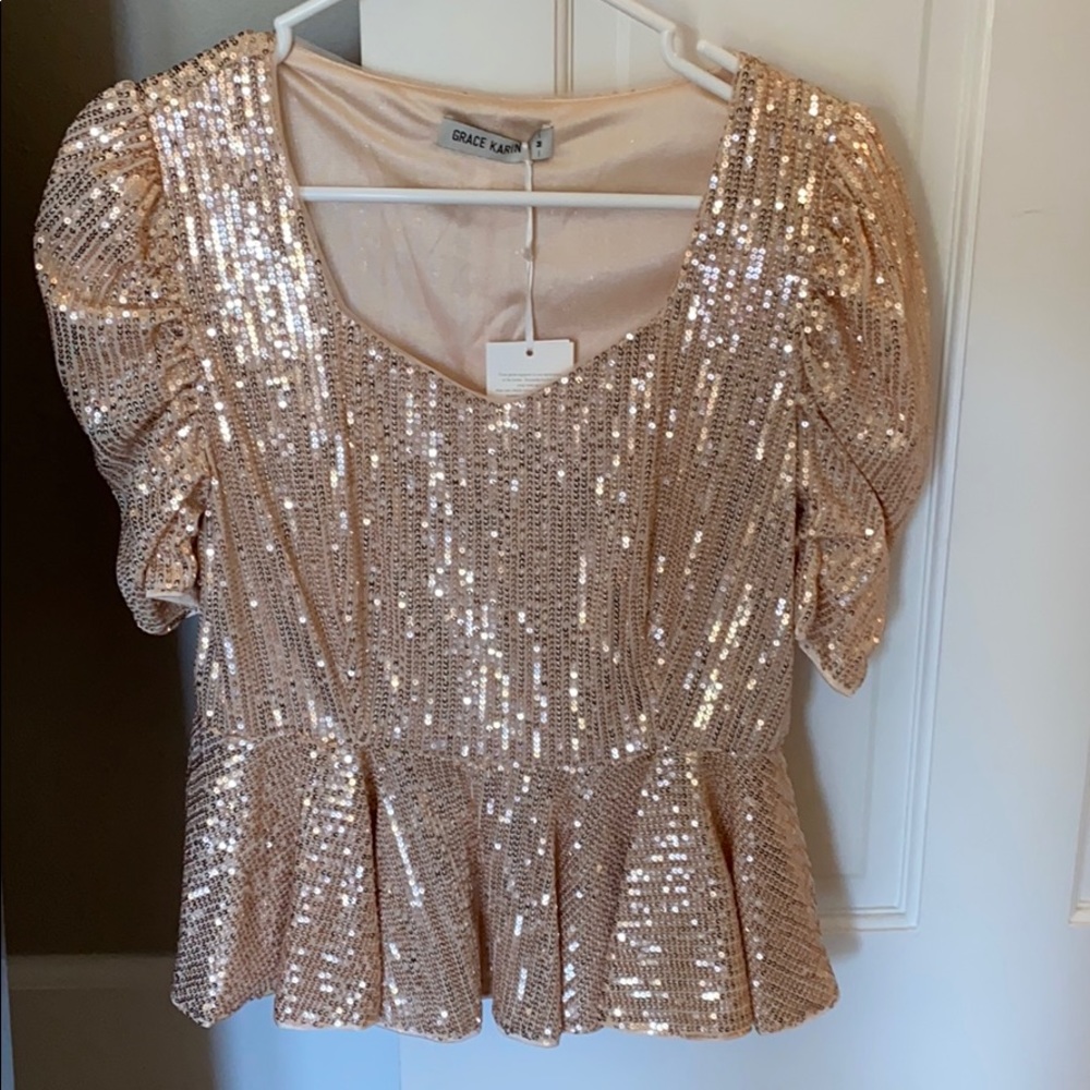 Rose gold Sequin top